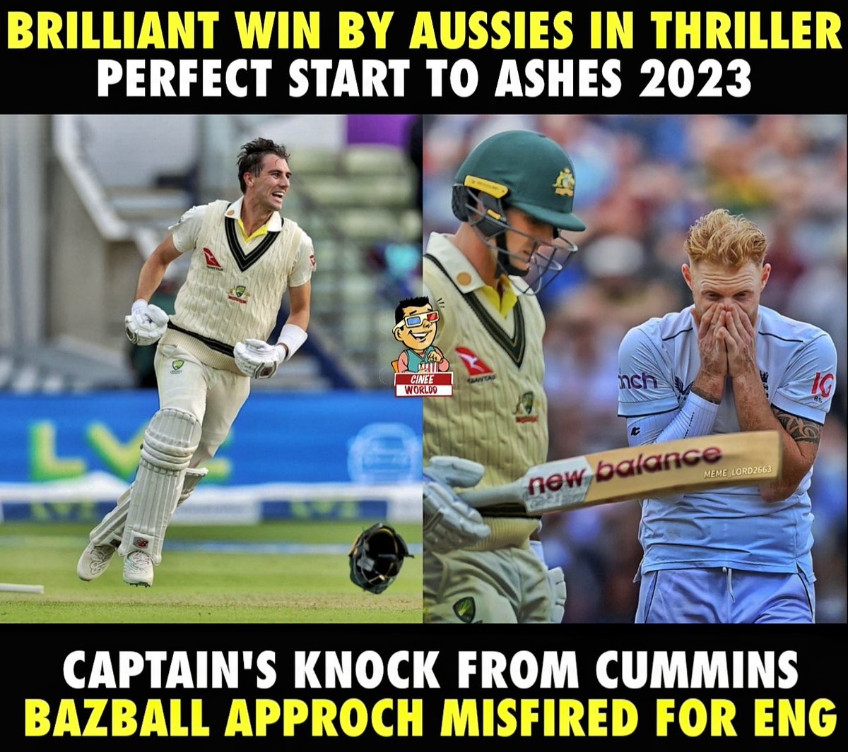 What A Win For Australia 🔥
Pat Cummins 🥵

#Ashes23 #Cinee_Worldd