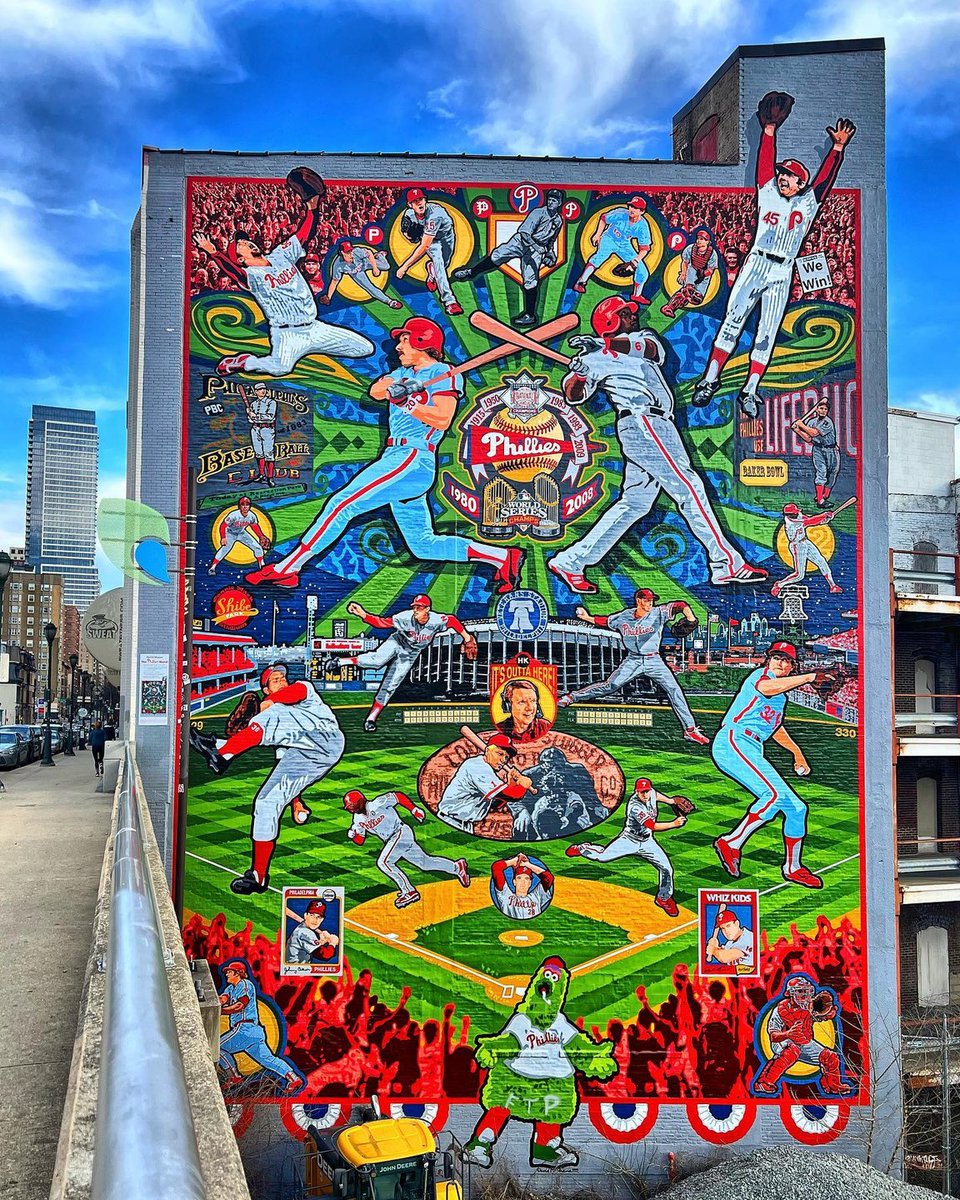 Let's go @Phillies! ⚾🎨

Lifetime Phillies fan and muralist David McShane completed this mural located along the Schuylkill River at 24th and Walnut Streets which celebrates the team's history and ardent fanbase.

#discoverPHL photo by phillyfeeling