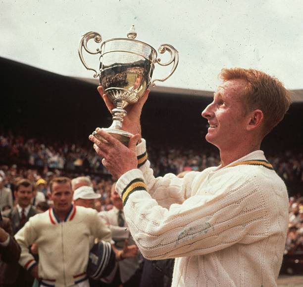 Rod Laver with his first Wimbledon Championship in 1961.....

He would win 3 more before the 60's were done.... https://t.co/2Qg0SwED90