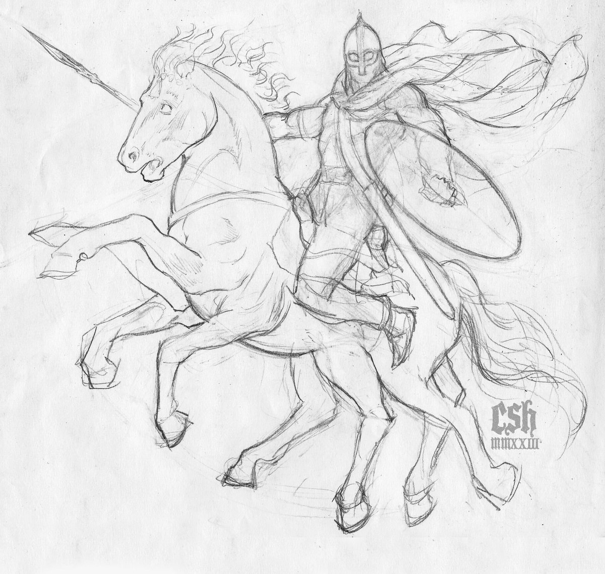 hall_sloan's tweet image. Quick sketch #Odin #Sleipnir