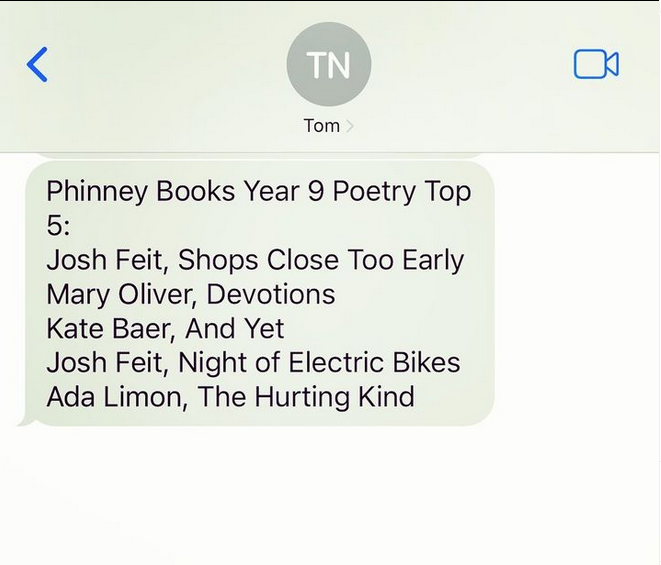 jfeit's tweet image. @TomNissley aka @PhinneyBooks, has always been about lists (ask him about the top LPs of 1970). I like his most recent list of poetry best sellers! @CathexisNWPress @FLPress