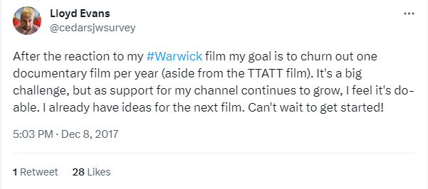 LloydGate99's tweet photo. #lloydgate

Lloyd Evans hasn't released a "documentary since 2021.  He has more Patrons now than he did in 2017, but still has no plans to film one.

He's pocketing your donations.  He's manipulating and scamming you for less content than he produced in 2017. https://t.co/8JnVgbbk7x