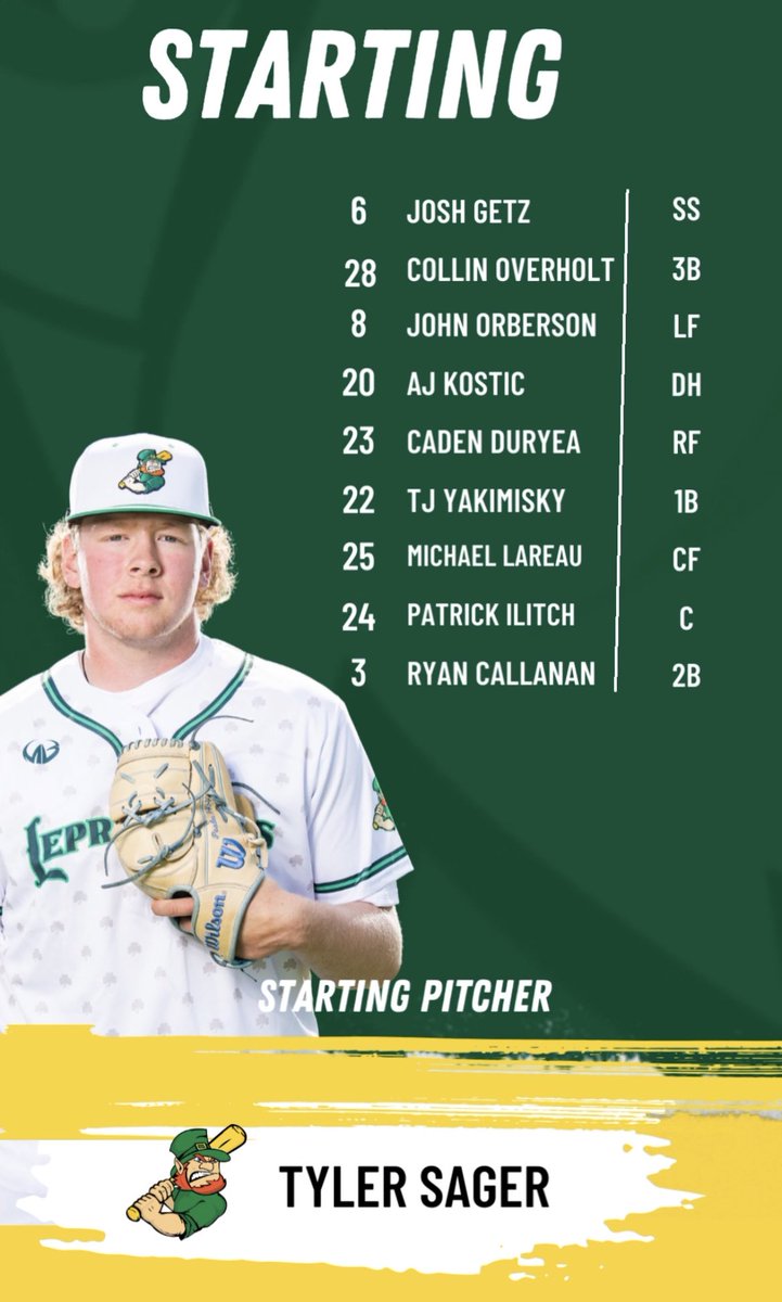 Tonight’s starters Vs @locosbaseball 
#rollchauns☘️