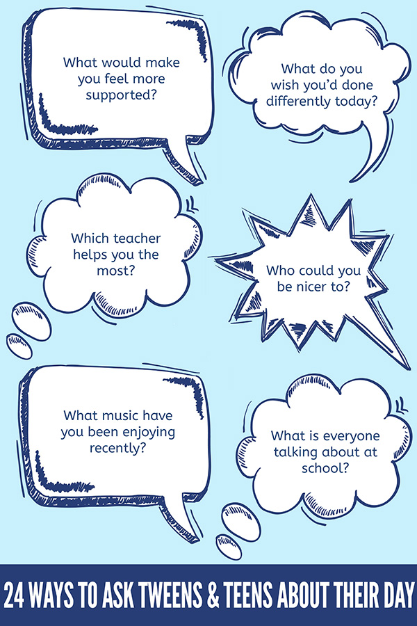 24 Conversation Starters for Talking With Your Tween About Their Day. Great advice for parents but also useful for teachers too via @Childhood101 #parenting #teachertips bit.ly/3ZMSKcQ