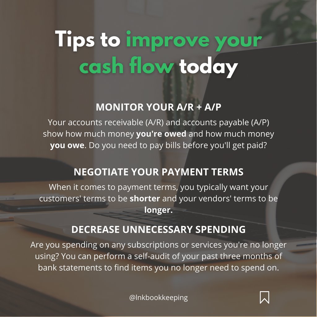 Did you know nearly 61% of small businesses struggle with managing their cash flow? 🤯

Stop stressing about your money, and contact us to set up a meeting! 👋

lnkbookkeeping.com

#accountinglife #bookkeeper #quickbooks #accountantlife
#bookkeepingservices #bookeeping
