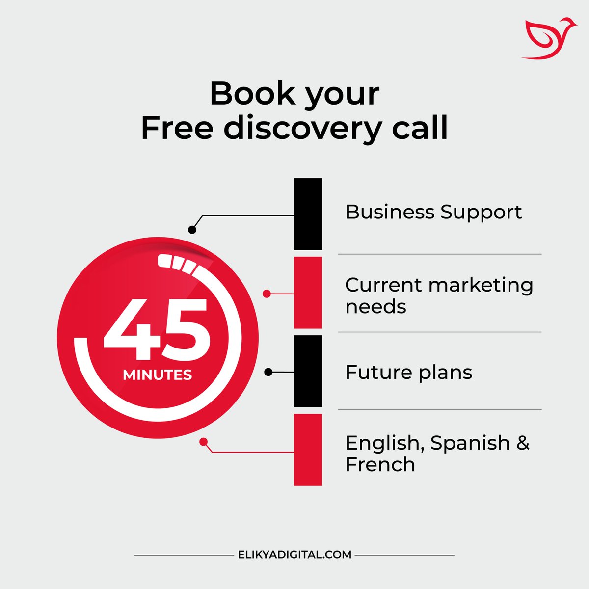 In our #complimentary 45-minute discovery #call, we will delve into a comprehensive discussion about your existing #marketing needs and explore the future goals you aspire to achieve. Our team is fluent in English, #Spanish, and #French. 

#onlineconsultation  #brandbuilding