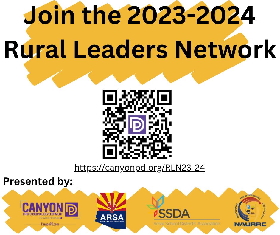 SmallSchoolDA's tweet image. Apply today for the Rural Leadership Network! The RLN is a community of practice that provides networking and mentoring for rural leaders from multiple states. 

You can apply here: ow.ly/bL5W50OQUJf or scan the QR code below!