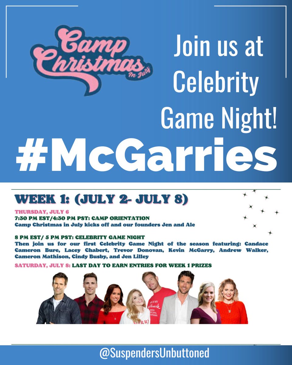 Hey #McGarries
Join us for Camp Christmas 🎄🎅🏼
This is @jen_lilley charity to bring school supplies to foster kids.
@kevin_mcGarry is doing 
Celebrity Game Night!
Join us at camp!
#campchristmas #schoolsupplies 
Link⬇️⬇️⬇️
christmasisnotcancelled.com