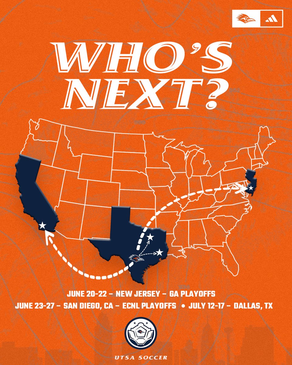 UTSA staff back on the road looking for 𝑪𝙃𝑨𝙈𝑷𝙄𝑶𝙉𝑺 who want to be 𝐅𝐔𝐓𝐔𝐑𝐄 𝐑𝐎𝐀𝐃𝐑𝐔𝐍𝐍𝐄𝐑𝐒!

» HC Derek Pittman (@CoachDPittman)
» AHC Ben Williams (@BenWilliamsukus)
» Asst. Colleen Pitts (@cpitts)

#BirdsUp🤙 | #UTSADNA | #LetsGo210