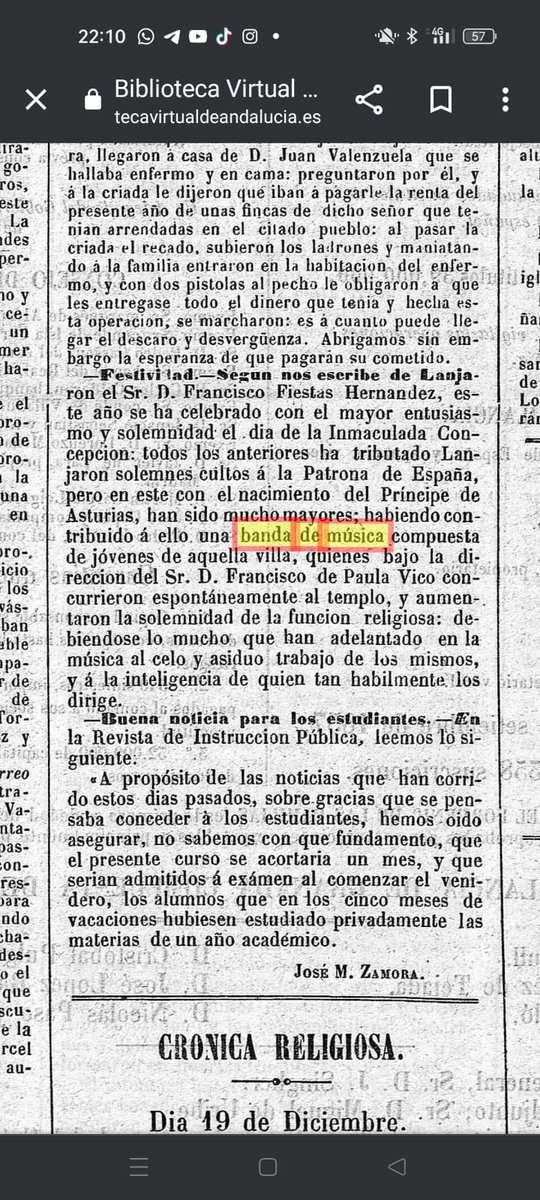 ¿Sabías que la tradición musical de nuestra agrupación se remonta al siglo XIX? Hasta hace poco se pensaba que nuestra historia comenzaba en 1885, pero se ha descubierto un artículo periodístico de 1857 que hace referencia a nuestra banda.
