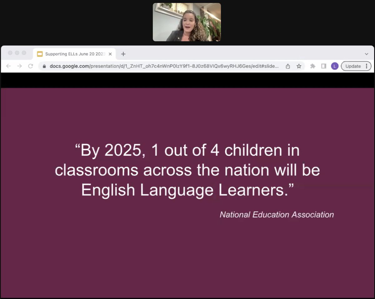 hhunt_ide's tweet photo. Happening NOW!! Powerful webinar with @LesleyP88577199 on the 7 Essential Elements for #ELLSupport https://t.co/S4HYpFLwZ7