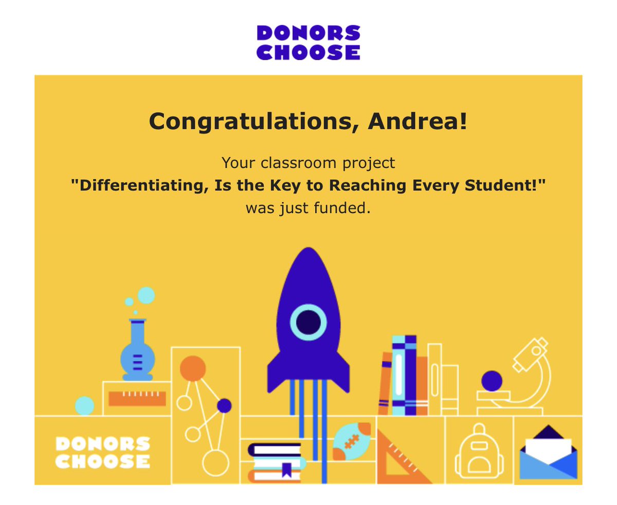 I was blessed with two rockets this week! They were my first ever! Please share your donors, choose project under this tweet so I can work on retweeting them!! @DonorsChoose