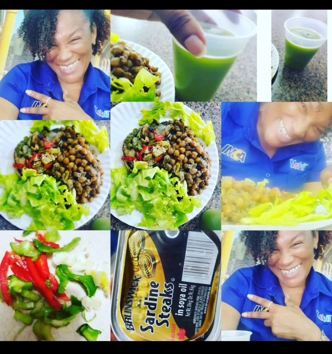 Lunch today is a combination of Chickpeas, Sardines, Lettuce and a glass of green juice to provide more antioxidants and boost my energy. #proteinpower #nutritionmatters #foodiefuel #comealive