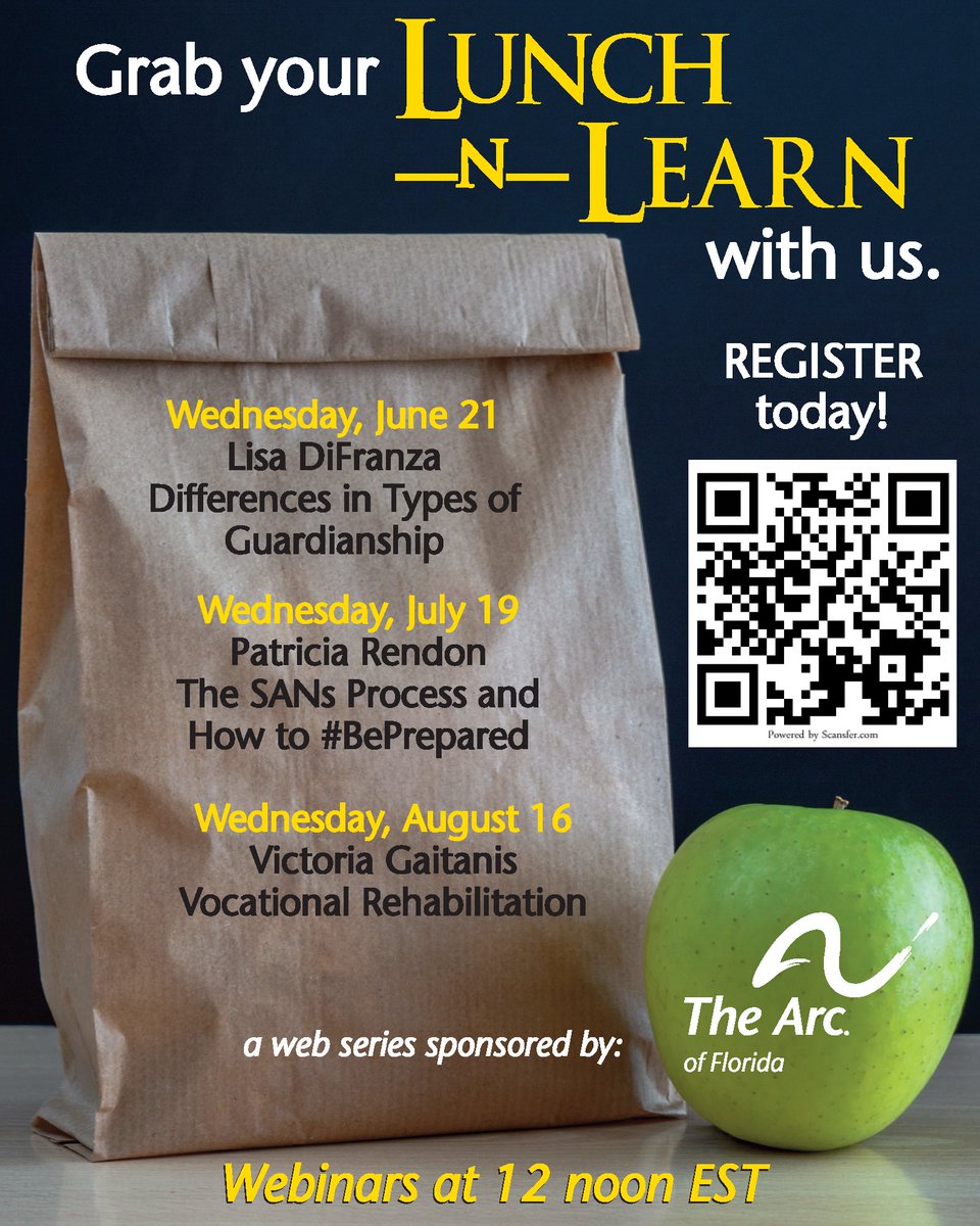 The Summer Series for our Lunch-n-Learn starts tomorrow with Lisa DiFranza as she discusses the Differences in Types of Guardianship. Have you registered? #AchieveWithUs #advocate ow.ly/6TPZ50OAKsl