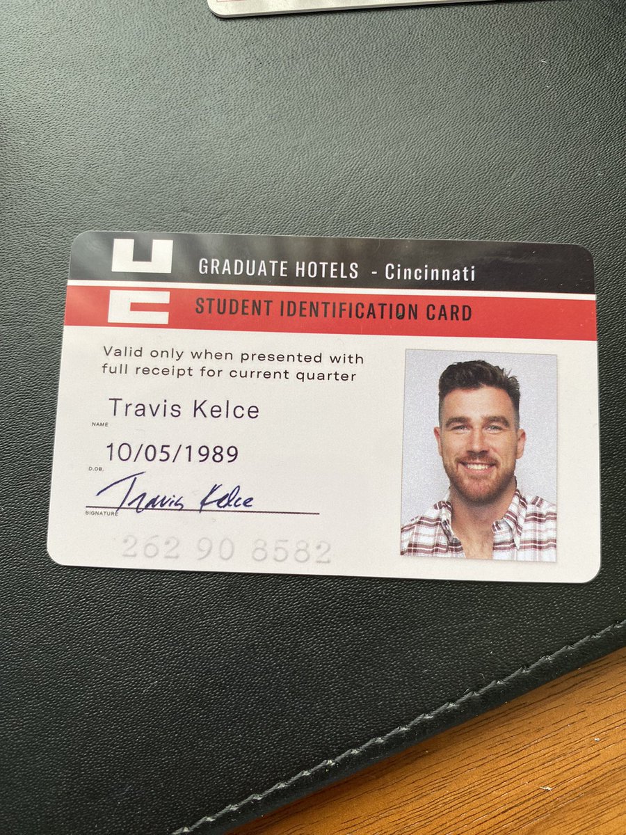 @tkelce love our room key cards @GraduateHotels in Cincinnati.