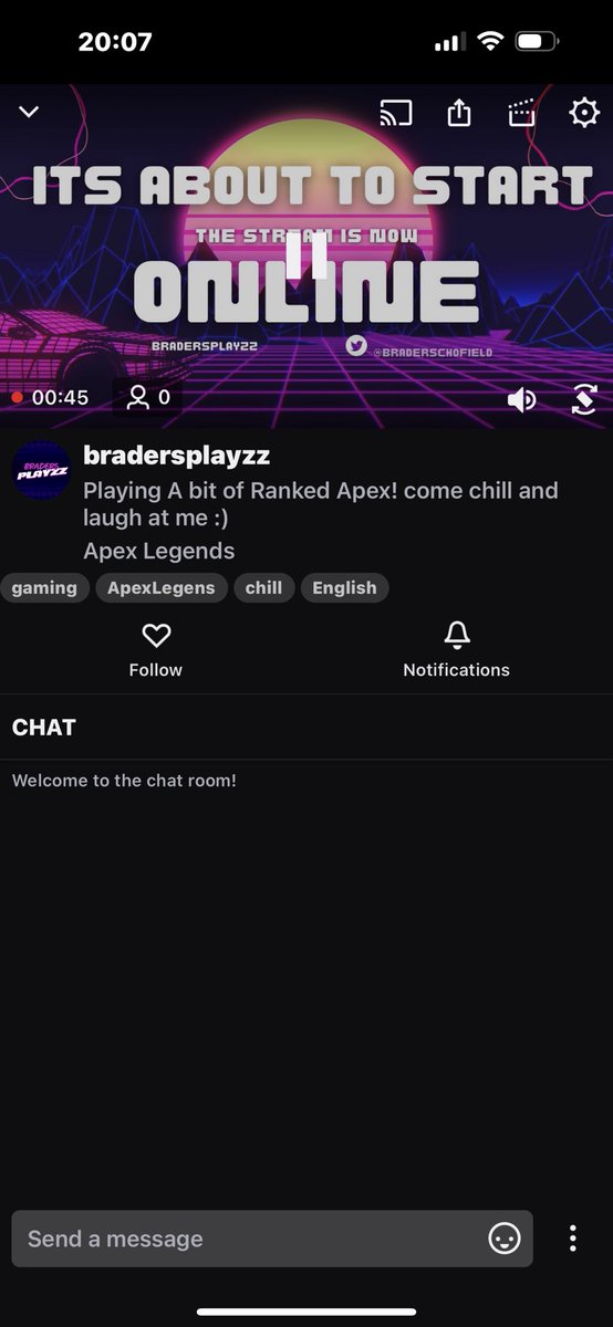 twitch.tv/bradersplayzz

I’m live again smashing Apex ranked, Come join and chill out chat and laugh at my fails

#gaming #APEX #ApexLedgends
