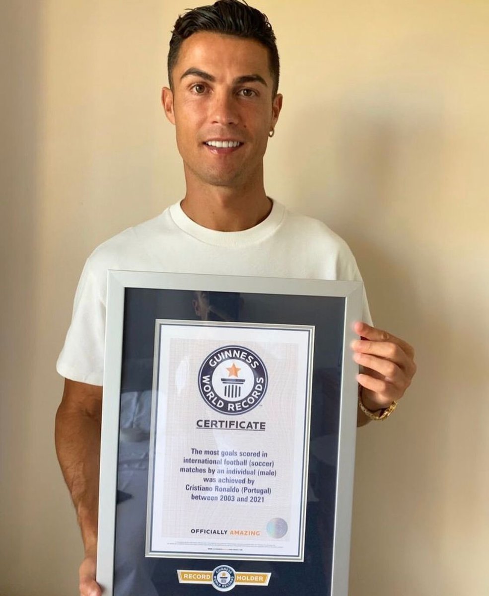 Meanwhile Cristiano Ronaldo also holds the Guinness Record for most goals scored by a male footballer.