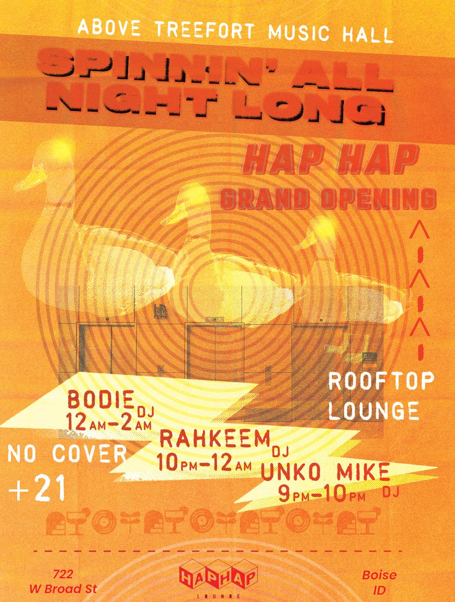 treeforthall's tweet image. Ready for rooftop cocktails, live DJs, and one helluva afterparty? 🍸🪩✨

Head upstairs at our venue THIS Saturday for the grand opening of @haphaplounge