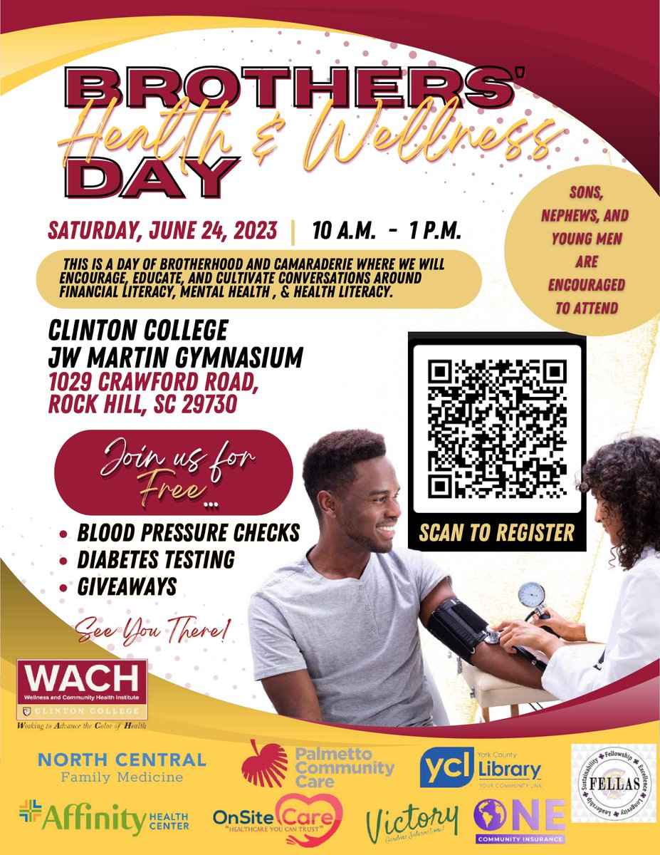 Clinton1894's tweet photo. Join WACH on Saturday, June 24th for Brothers' Health and Wellness Day! This free event will take place in JW Martin Gym from 10am-1pm! https://t.co/sFjIKgZxft