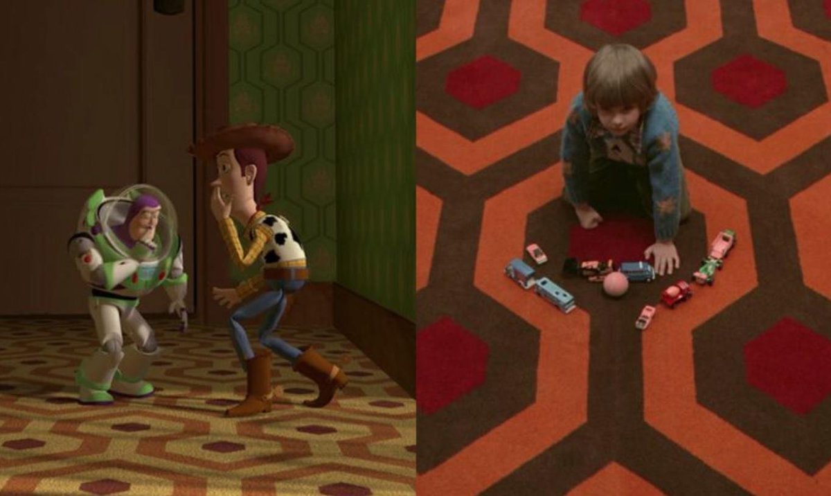 In 'Toy Story' (1995), Sid's house has the same carpet pattern as the Overlook Hotel's in 'The Shining' (1980)