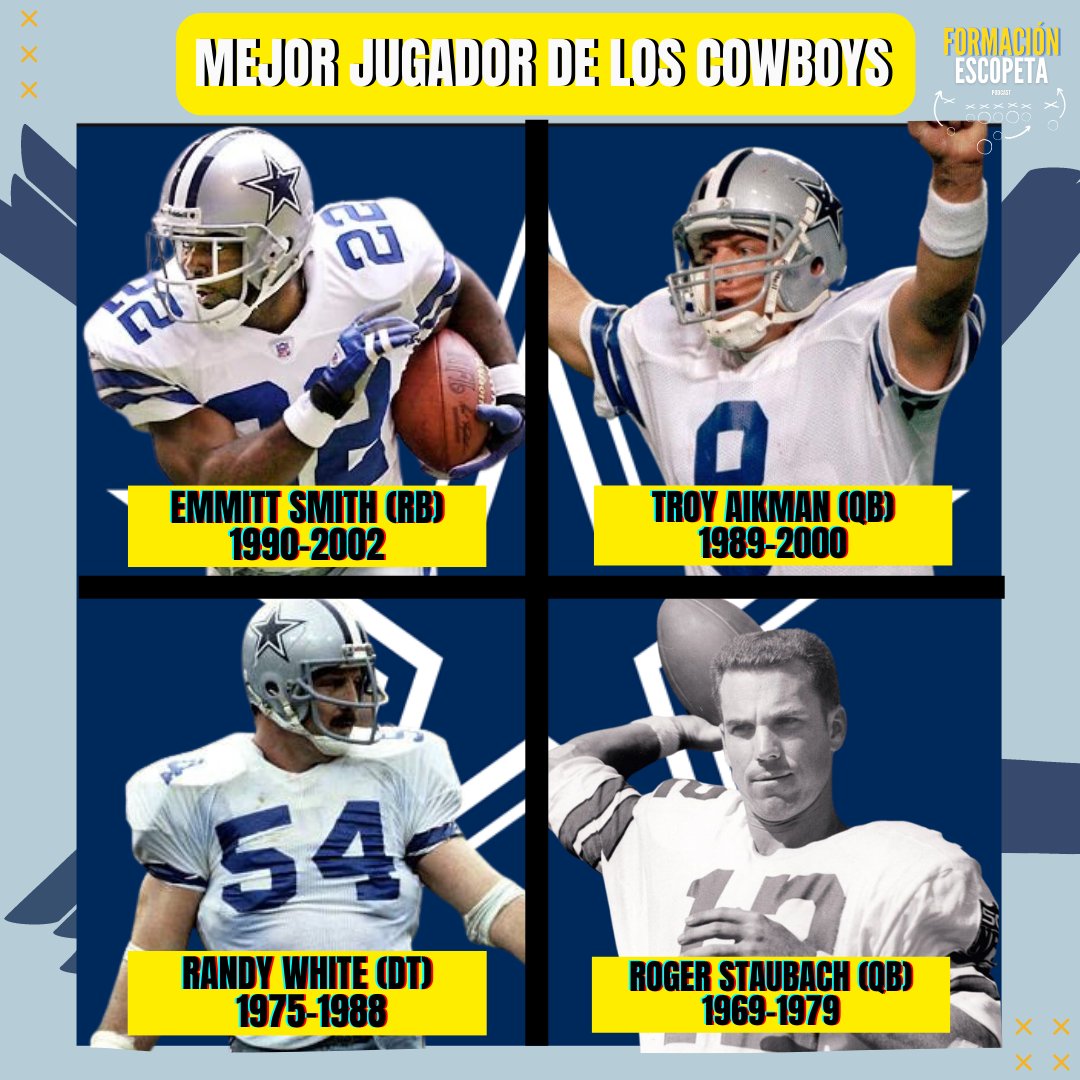 EscopetaPodcast's tweet photo. ¿Quién crees que es el GOAT (Mejor de todos los tiempos) de los #Cowboys?
.
.
.
#NFL #nflPoll #NFLDraft #nfllondon #nflmx #CowboysNation #DallasCowboys #TroyAikman #instapoll https://t.co/lMN2dZAuH7