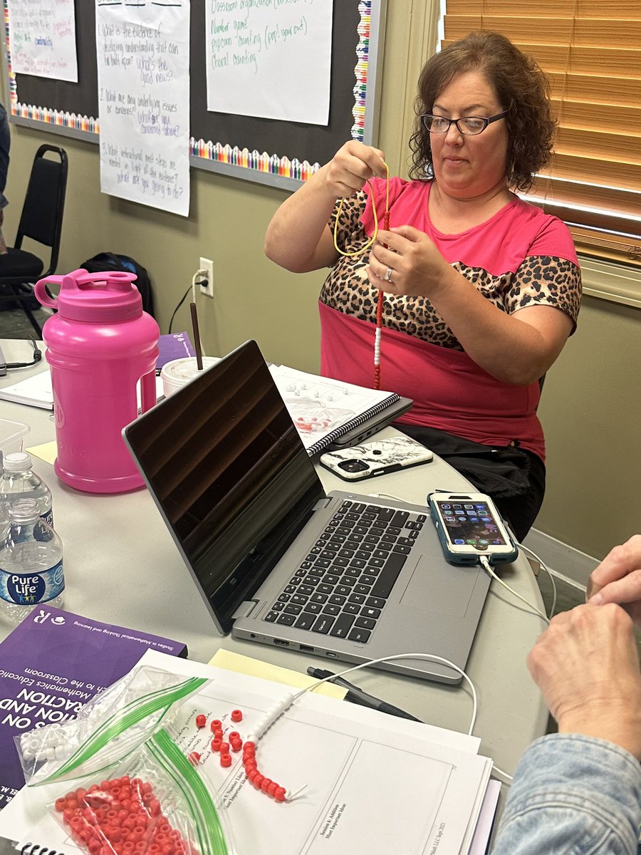 tiff418's tweet photo. Week 2 of @OGAPMath training with @AikenPublicSch teachers learning the magic of structured bead strings to help students build number sense and magnitude! #cstatwork https://t.co/PFbkgtMt3u