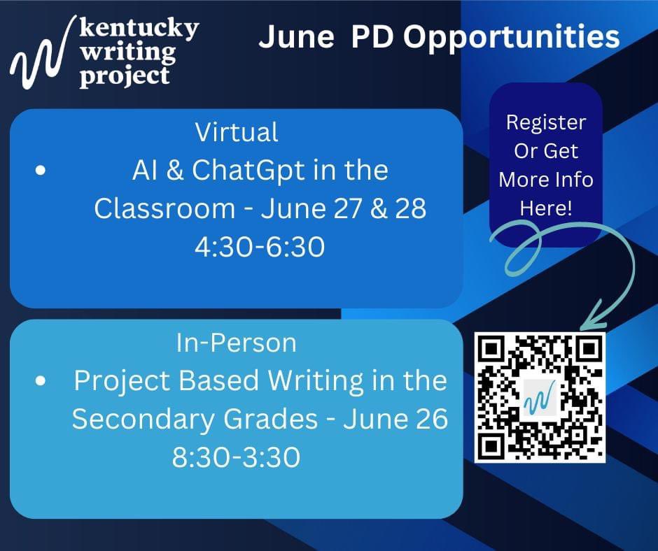 In Person Sessions at Morehead State’s Mt. Sterling Campus. Retweet for your teacher friends!