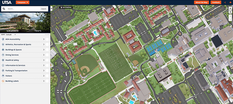 UTSA's tweet photo. New to campus? Make sure to bookmark our new, fully interactive, map! No more trying to figure out what each abbreviation means, you can just type it into the search bar and get directions right away.

Learn more and check it out: https://t.co/4NzHURAeM4

#UTSA https://t.co/YyeC0Qr1tD