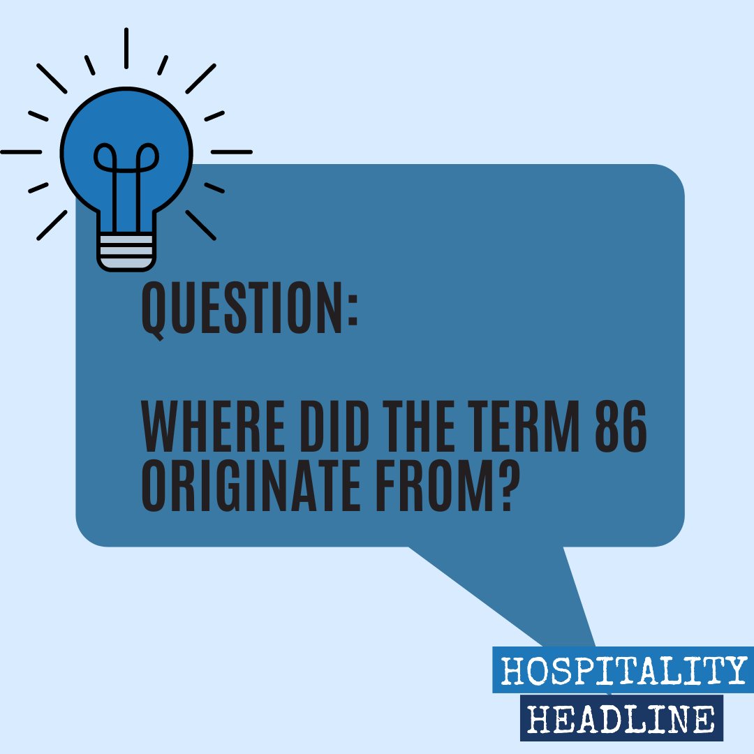 HospitalityHang's tweet photo. 86 is currently a secret code used by chefs and staff to indicate that a particular item is no longer on the menu - but where did this term originate from?
Answer found in the latest edition of the Hospitality Headline, subscribe now at https://t.co/XX6dICNJXu https://t.co/hDNaT56TNV