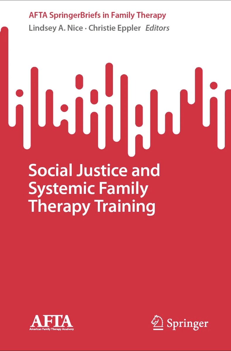 Now available! Our Program Director Christie Eppler coedited a book on social justice and systemic therapy education: link.springer.com/book/10.1007/9…
Use discount code: hV6U09lcNWRA4Y

#AFTA #MFT #SystemicTherapy #Therapy