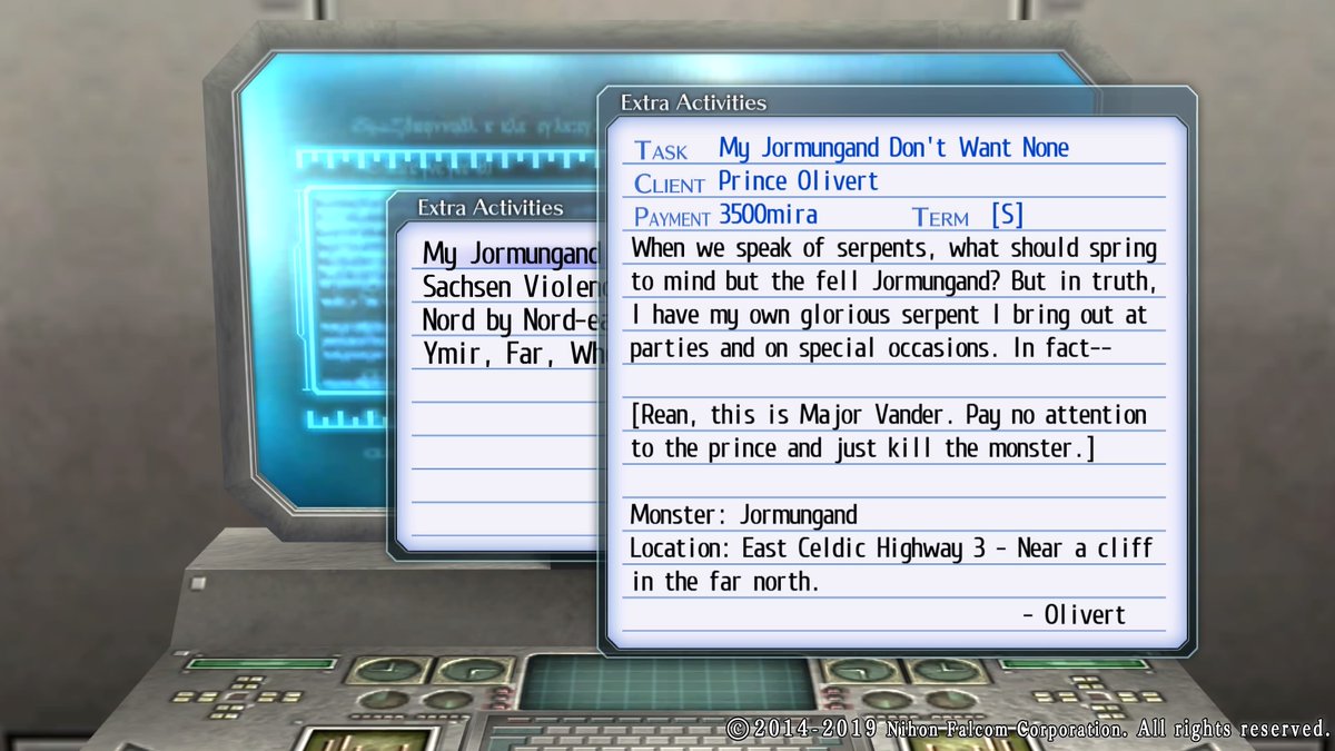 #trailsofcoldsteelii i need to know how much of this is just the localization team having fun bc--