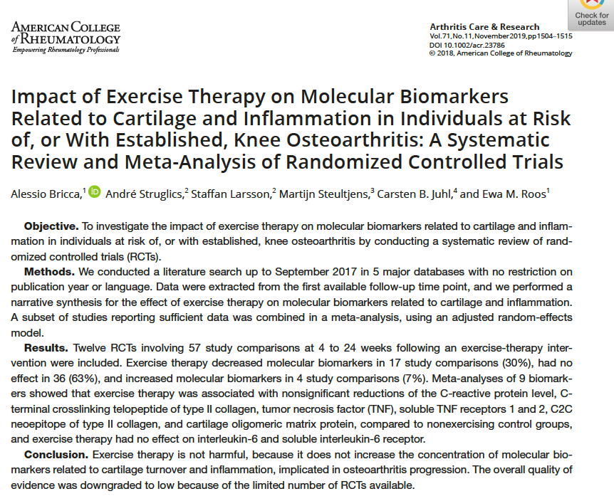 #Exercise Therapy DOES NOT trigger #Inflammation  in Individuals at Risk of, or With Established, Knee #Osteoarthritis 🌋

Why patients and clinicians need to know it 👇

🧵Thread

onlinelibrary.wiley.com/doi/10.1002/ac…