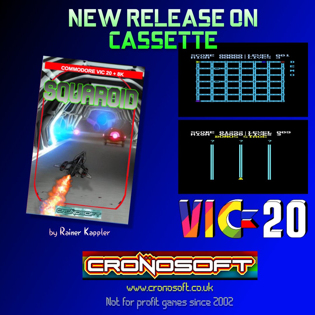 New #Vic20 cassette release from #Cronosoft - get your copy now for £6.95 from cronosoft.co.uk  - #notforprofit since 2002