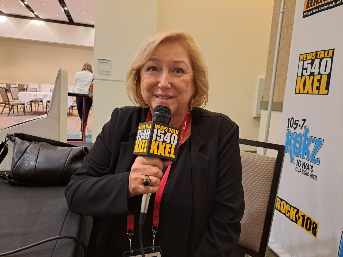 iowapolitics's tweet photo. While at the @IowaABI Iowa Association of Business and Industry #ABICON23 last week...interesting conversation with Iowa ABI 22-23 board chair @KimAugspurger1 …listen here:

https://t.co/DInEZ5oqpe https://t.co/xHuRRIB95T