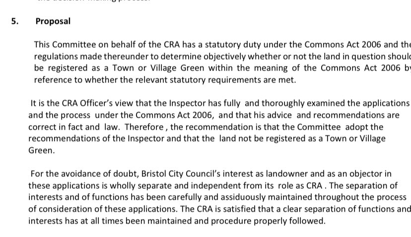 Justice4Cotham's tweet photo. Clear recommendation from Commons Registration Authority for PROWG committee members (who should act  quasi-judicially) to reject TVG: 
Full documents can be found here: https://t.co/RZLq36R2Lv https://t.co/LhRFoCawSa