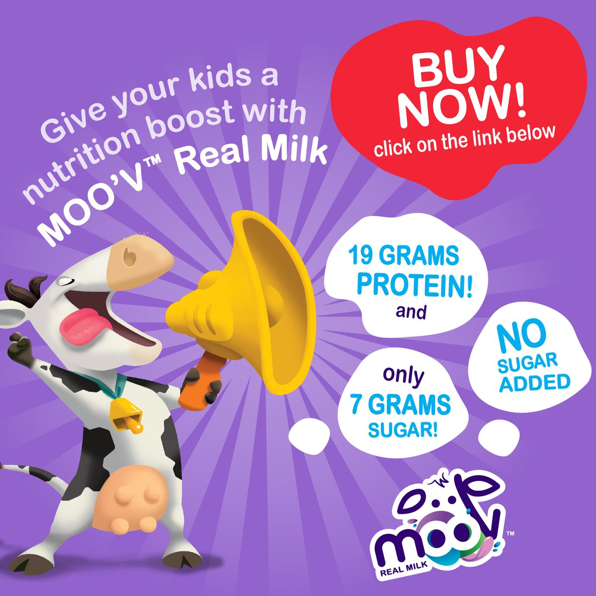 Compare MOO’V™ to the leading kids milk beverages…MOO’V™ has optimized amount of protein (19g) with only 7g of sugar. It is naturally flavored and lactose free. And each of the 3 flavors is refreshingly delicious. Find MOO’V™ at a local Hy-Vee or at hy-vee.com/aisles-online/…