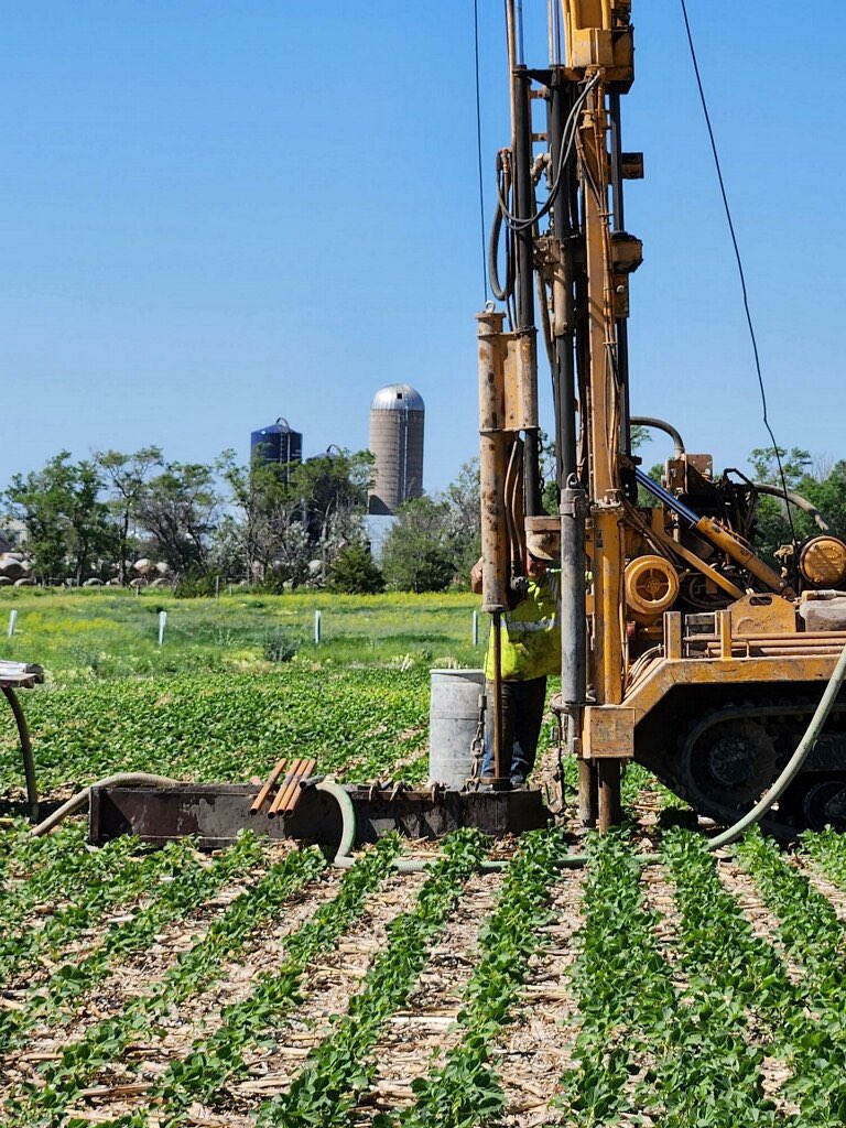 Update on the carbon sequestration pipeline and the use of eminent domain by private corporations in South Dakota: These photos, taken today, show Summit Carbon Solutions, accompanied by law enforcement, “surveying” land on farm ground without the farmer’s permission (does this