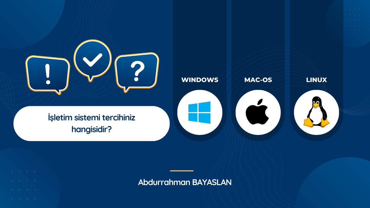 Sizin işletim sistemi olarak tercihiniz hangisi?  

Yorumlayın bakalım.  

#isletimsistemi #system #windows #macOS #linux #tech #technology