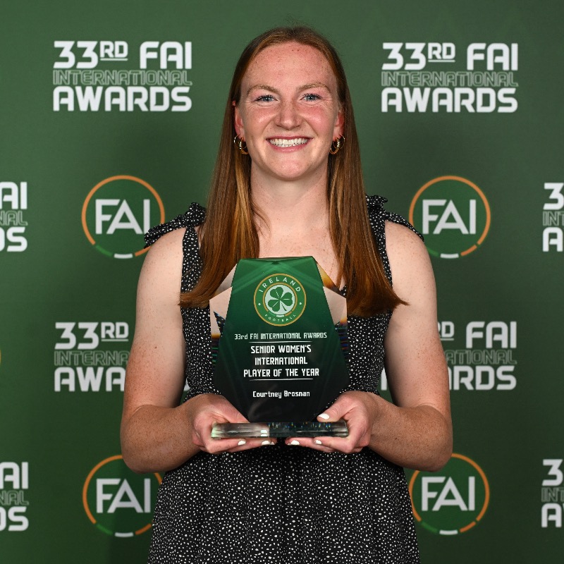 IrelandFootball's tweet photo. Courtney Brosnan wins WNT Player of the Year at 33rd FAI International Awards โ๏ธ
