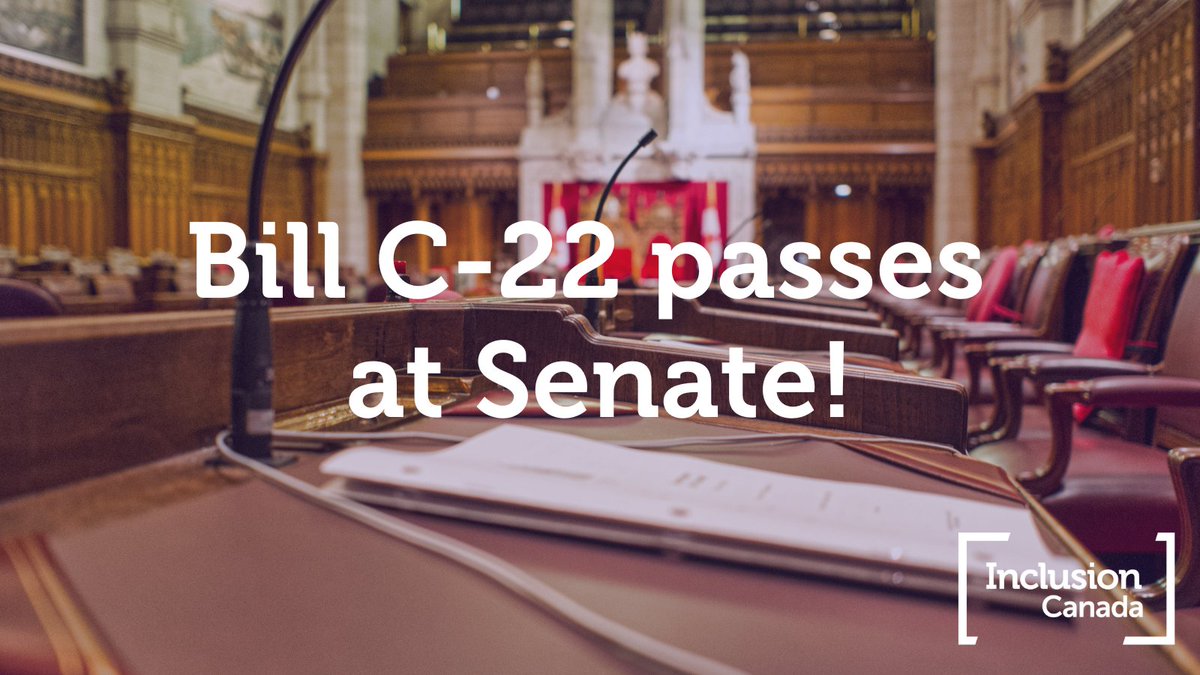 Bill C-22 has finally been passed! This historic move is a big step towards financial security for #PWD. However, the work is not done - we look forward to collaborating to develop #C22 regulations. We're ready to get to work tomorrow, but let's celebrate today.