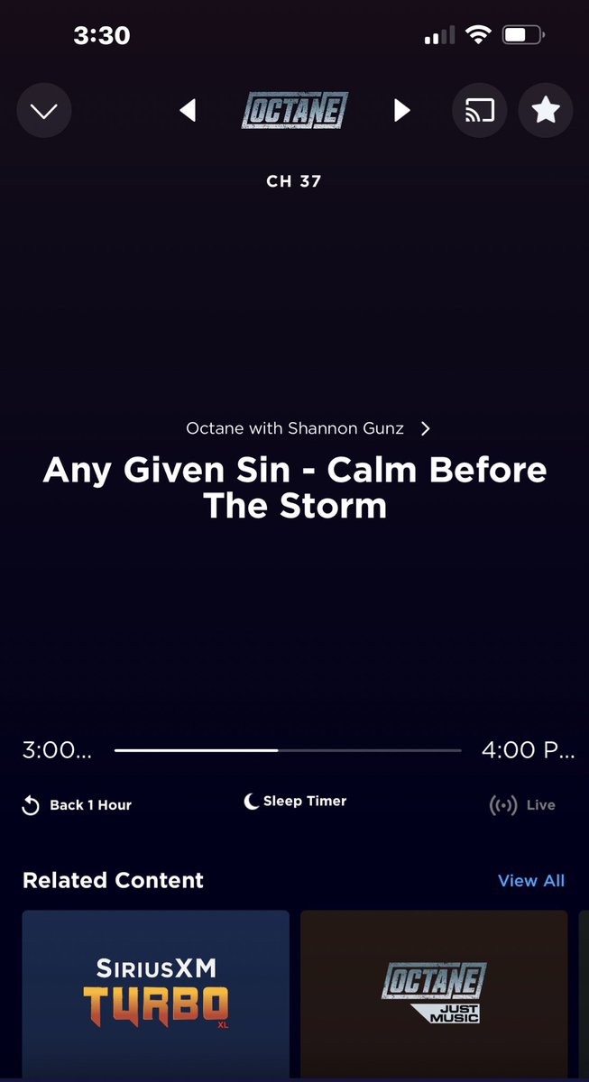 Good afternoon @shannongunz @SXMOctane. Thank you so much for playing our favorite guys in @anygivensinband singing one of my favorites #CalmBeforeTheStorm. I could listen to this all day but you already know that. Thank you @CiBabs @josemangin and of course @shannongunz.