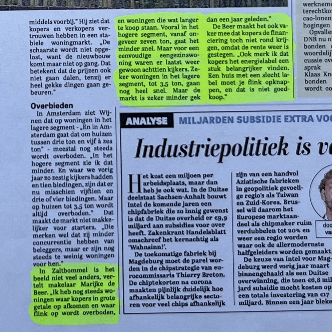“Makelaars niet zo somber over de woningmarkt!”🏠

Vandaag Marijke de Beer in de Financiële #Telegraaf over de woningmarkt in #Zaltbommel e.o.

🔍Lees het artikel hier: telegraaf.nl/financieel

#marijmakelaardij #makelaar #marij  #kopen #verkopen #verhuizen #verkocht #woningmarkt