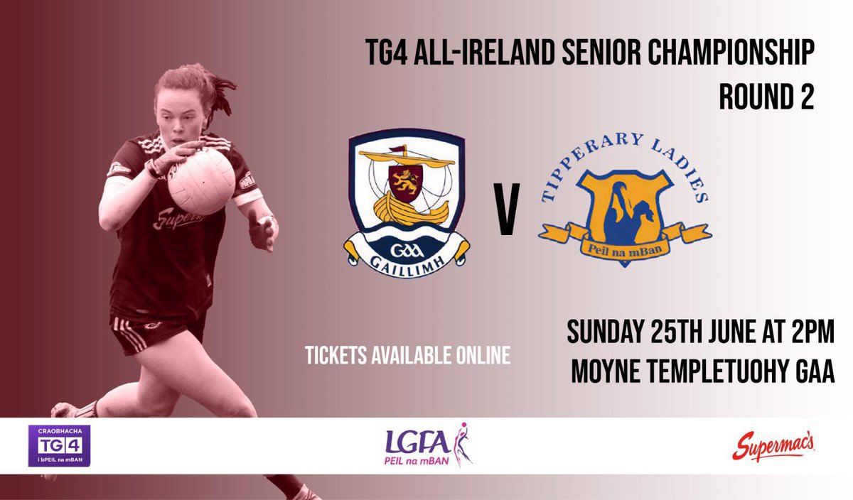 Round 2 of the Senior Championship is this Sunday away to Tipperary. Please come and support our girls. Link for tickets in bio. The game will also be shown on LGFA InPlayer for those who can’t attend. #GaillimhAbú #SeriousSupport
