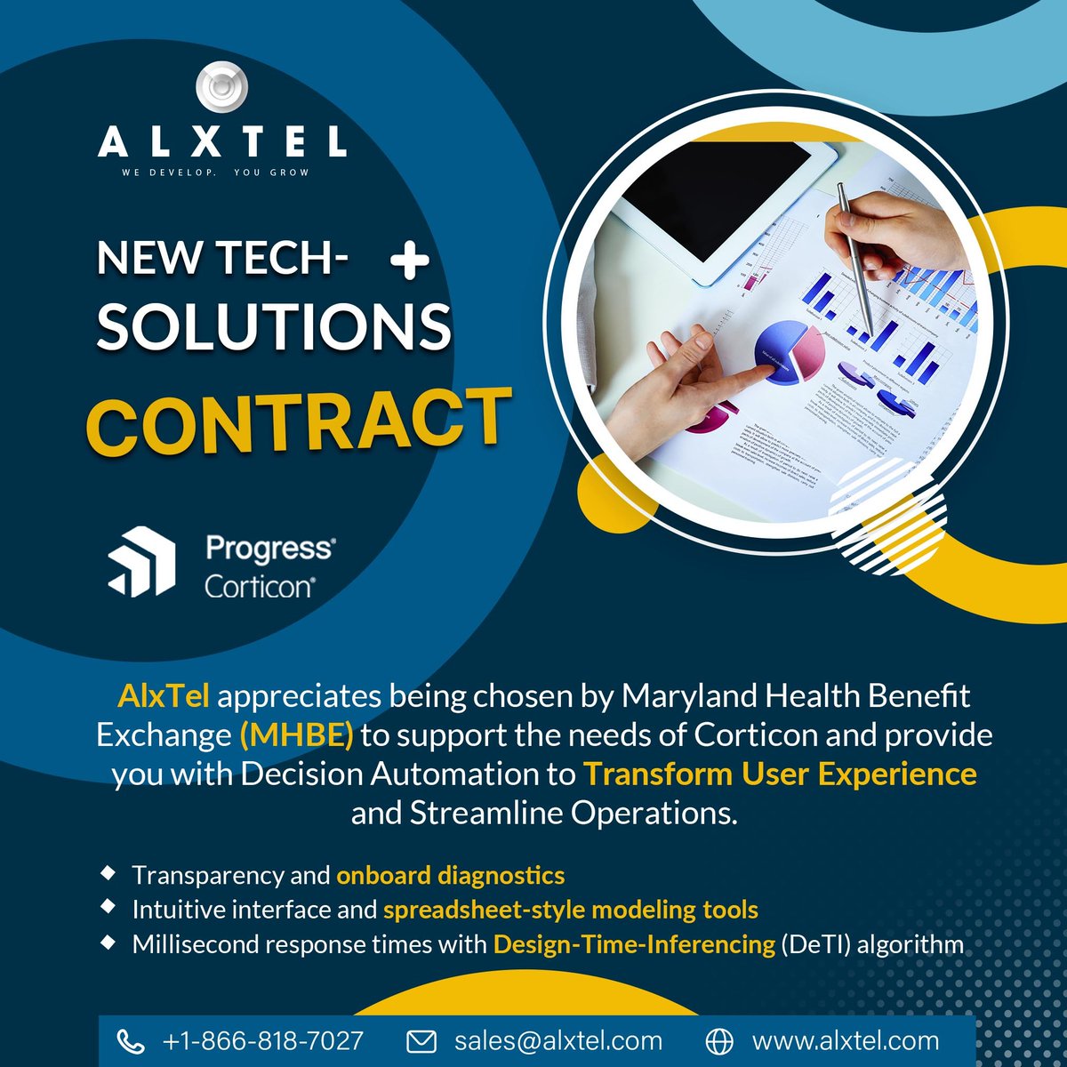 Great news this morning. AlxTel just got awarded 2 years agreement with Maryland Health Benefit Exchange to support Corticon BRMS Business Rules Management Engine powered by Progress.

#technology #automation #userexperience #customerexperience #digital 
#workflowautomation