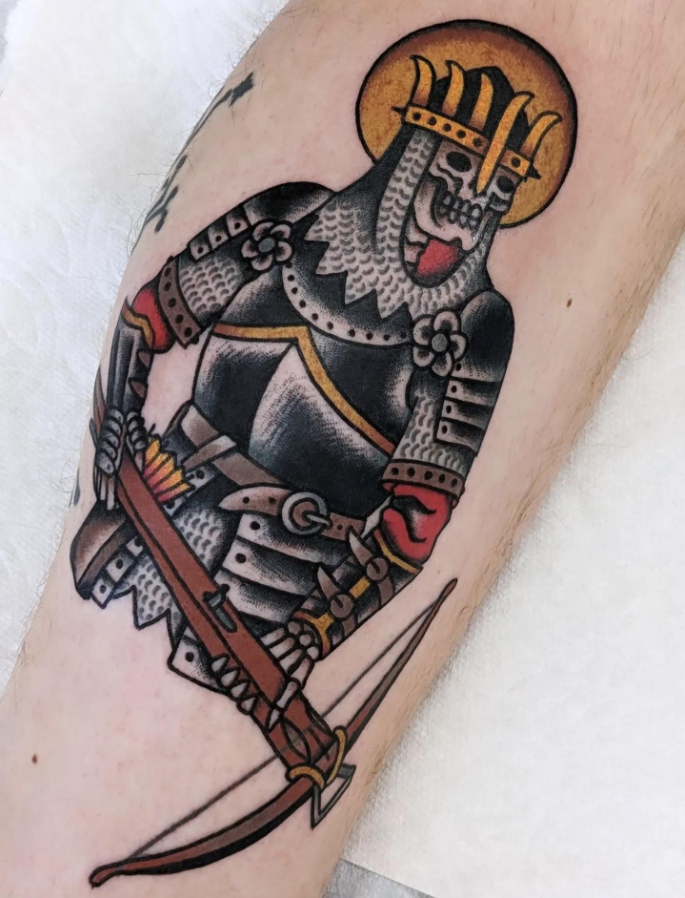 JcenaJohn's tweet photo. Skeleton Knight by Victor Vaclav at Yellow Rose Tattoo in Salt Lake City https://t.co/OFaVtRn2Nk