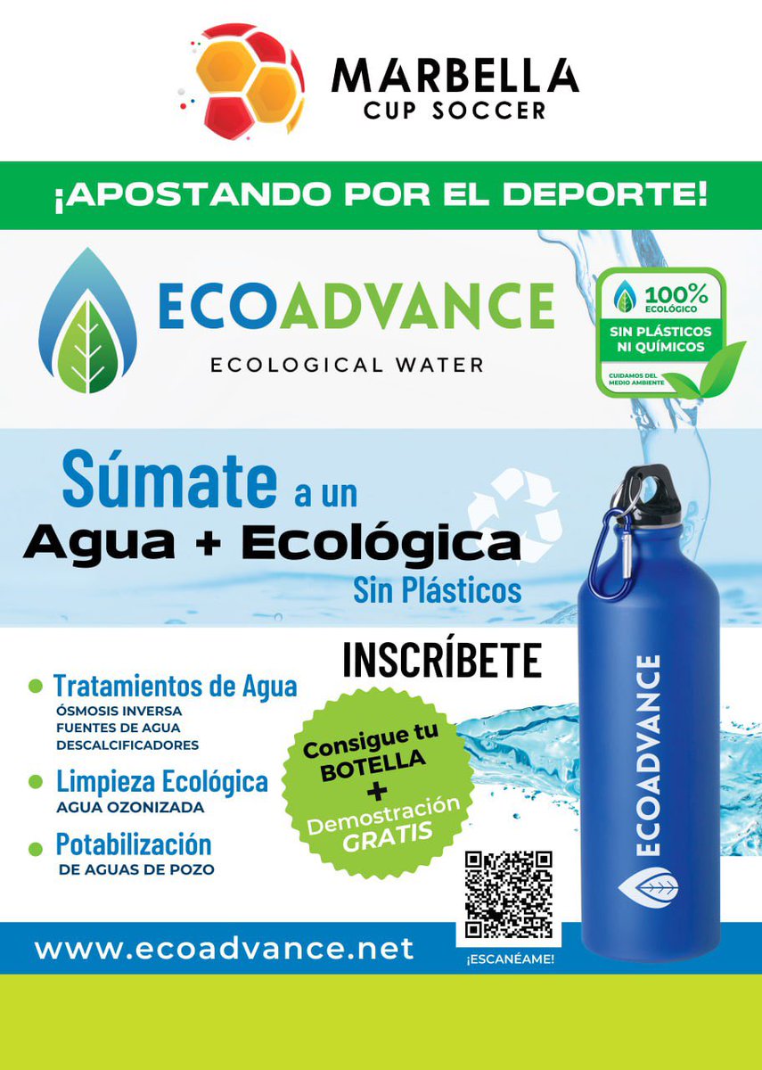 ¡PATROCINADOR OFICIAL! 🙌🏻

Nos complace anunciar a <a href="/ecoadvancespain/">Eco Advance Ozono</a> como patrocinador de la próxima edición de #MarbellaCupSoccer.  Escanea el código QR y rellena tus datos para obtener gratis durante el torneo una botella de agua rellenable  🆓💦 

QR 📲 ecoadvance.net/desinfectar-co…