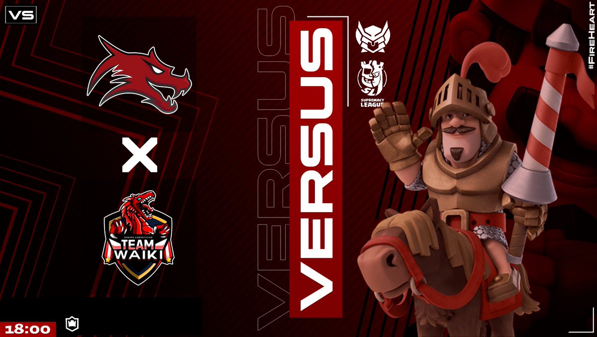 ¡Nos medimos ante un gran rival, como lo es <a href="/TeamWaikiPE/">TEAM WAIKI</a>, En busca de la tan ansiada clasificacion a la siguiente fase en <a href="/CR_Supremacy/">Supremacy League</a>! Nuestros Dragones lo darán todo para demostrar de que estamos hechos 🔥🐉

🏅| OCTAVOS DE FINAL
🆚|<a href="/TeamWaikiPE/">TEAM WAIKI</a>
⏰| 18:00🇻🇪
🏆| <a href="/CR_Supremacy/">Supremacy League</a>