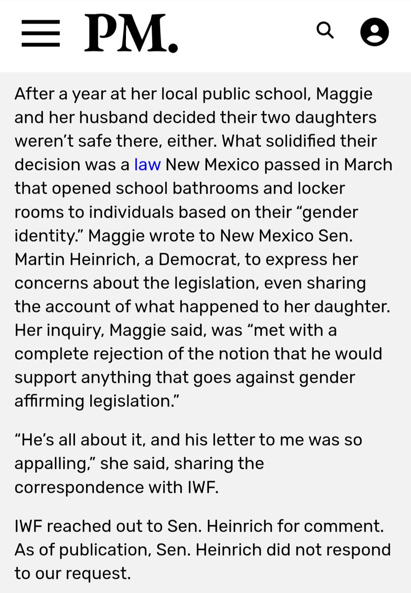 These allegations are very serious. @SenatorHeinrich, this child alleges she was raped in a trans-inclusive bathroom by a biological male. Why did you brush off her plea for help? #nmpol
thepostmillennial.com/exclusive-fema…