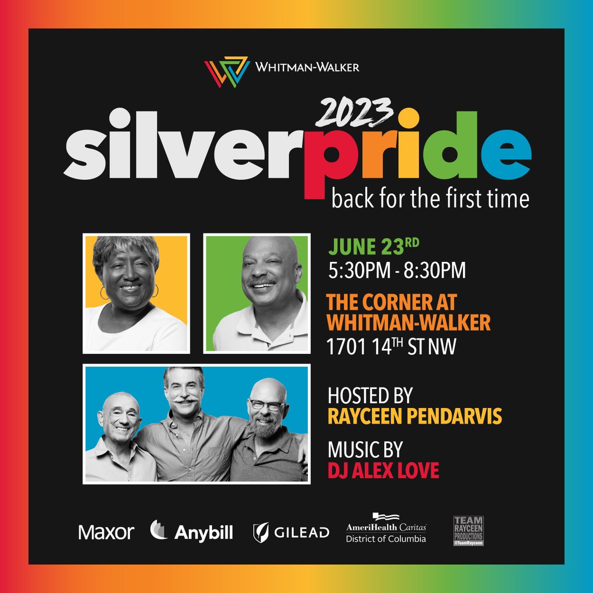 Friday, June 23: Silver Pride 2023, presented by @whitmanwalker, 5:30pm at The Corner in Washington, DC. 
Host: <a href="/RayceenHRH/">Rayceen Pendarvis, HRH 👑</a> 
🆓
Rayceen.com