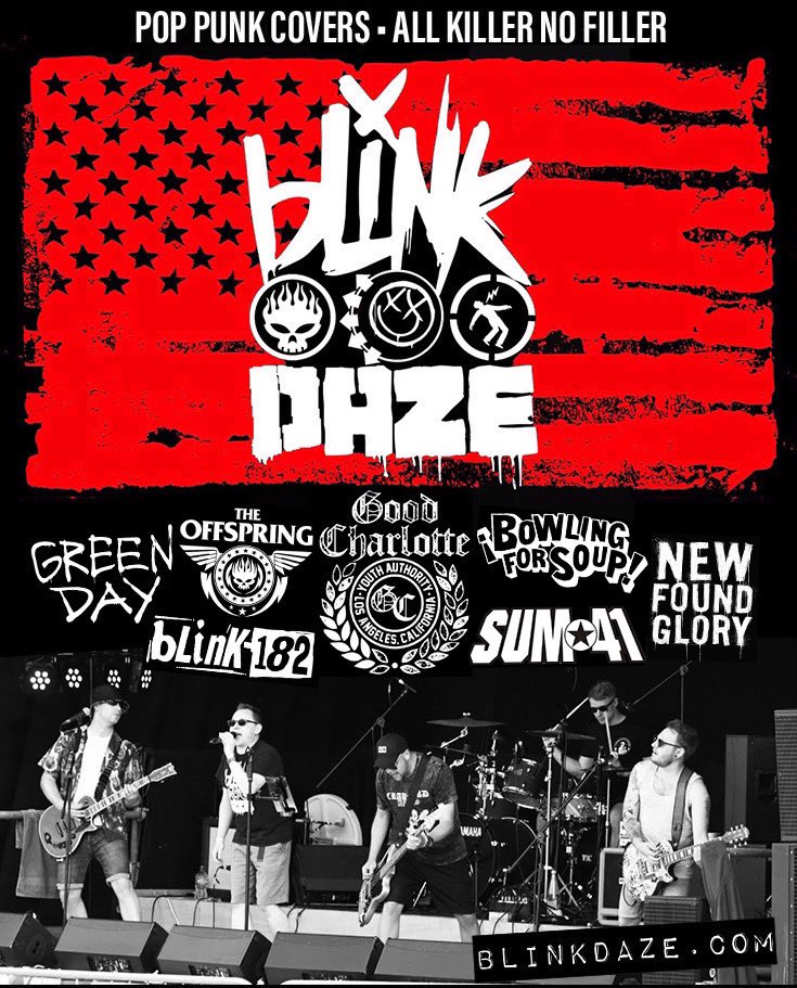 Come and join the Pop Punk Party! View our gig dates at blinkdaze.com 
Booking for 2024 very soon. Venues, hit us up! 🤘🏼

#PopPunkParty #PopPunk #Covers #Tribute #Band #Blink182 #GreenDay #Offspring #Sum41 #GoodCharlotte #BowlingForSoup #NewFoundGlory #LiveMusic #UK